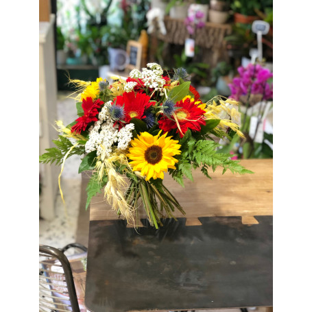 Bouquet rond type champêtre coloré